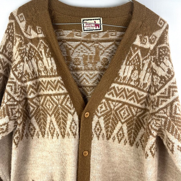 THE ALPACA CONNECTION LG/XL 100% ALPACA CARDIGAN,NORDIC PATTERN HANDMADE IN PERU - Picture 2 of 11